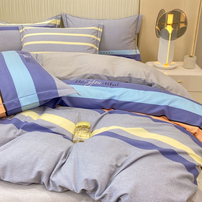 91家纺网 家纺一手货源 找家纺 红日子纺织品 2025新款100%全棉纯棉磨毛四件套 艾丽线条