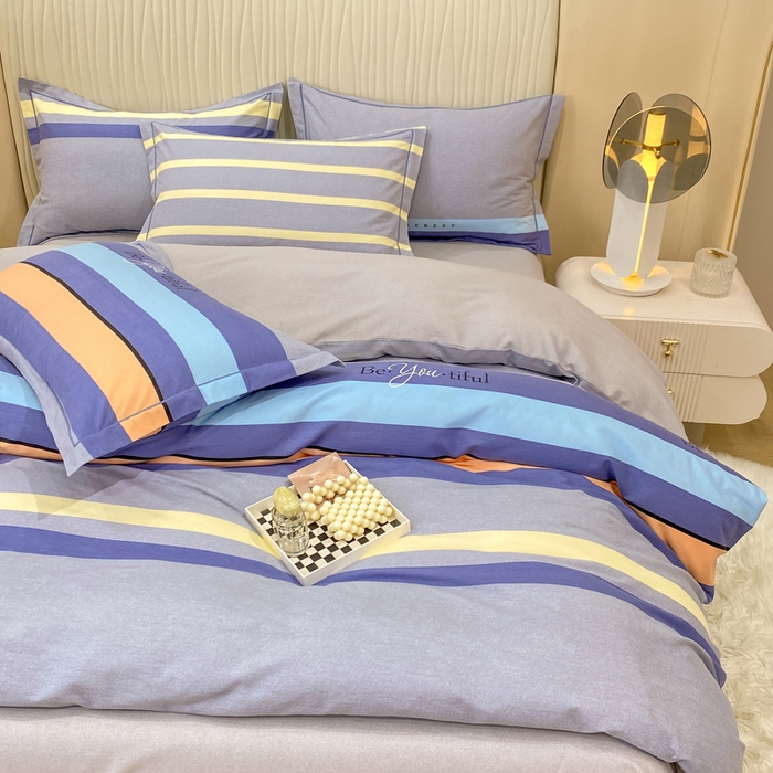 91家纺网 家纺一手货源 找家纺 红日子纺织品 2025新款100%全棉纯棉磨毛四件套 艾丽线条