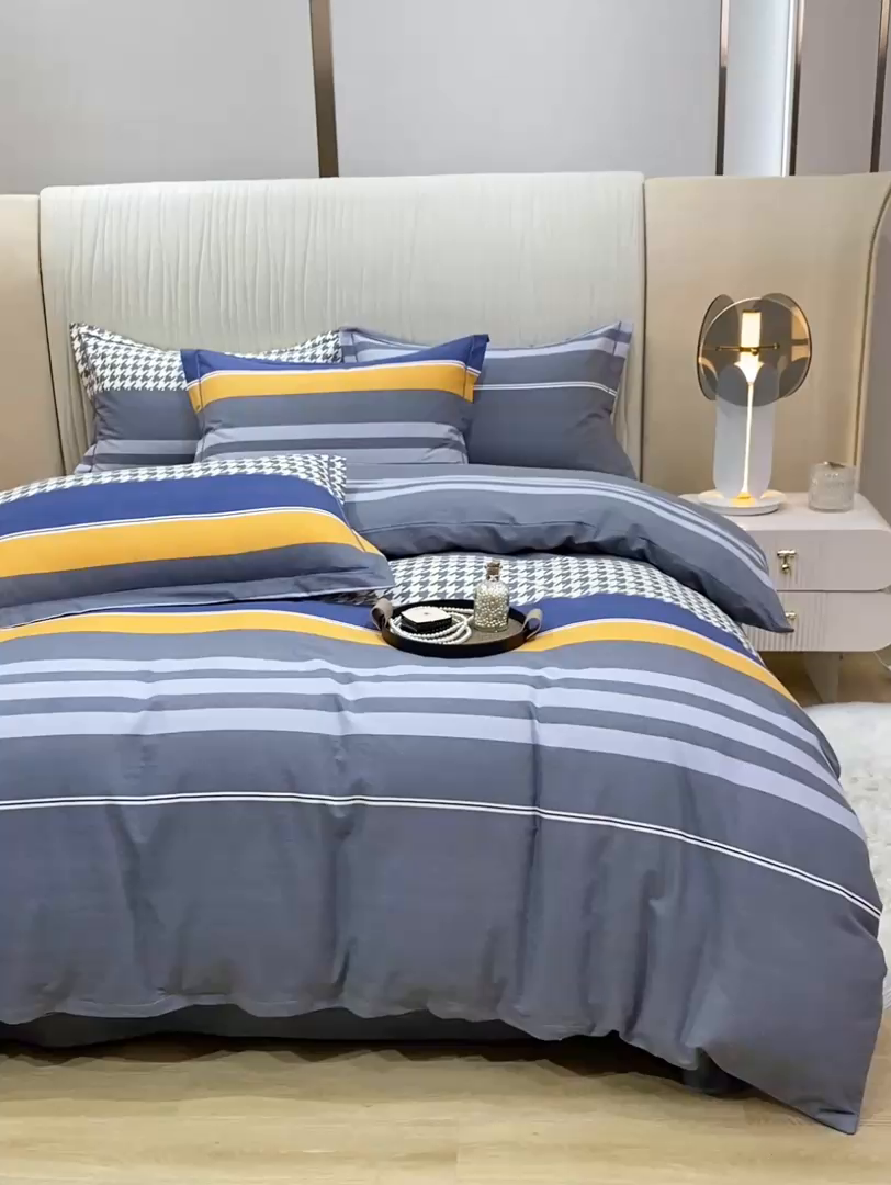 91家纺网 家纺一手货源 找家纺 红日子纺织品 2025新款100%全棉纯棉磨毛四件套 都市节拍