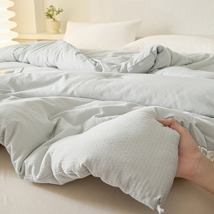 91家纺网 家纺一手货源 找家纺 秋泽  2025新款皱皱纱大豆被冬被春秋被夏被子被芯 浅灰