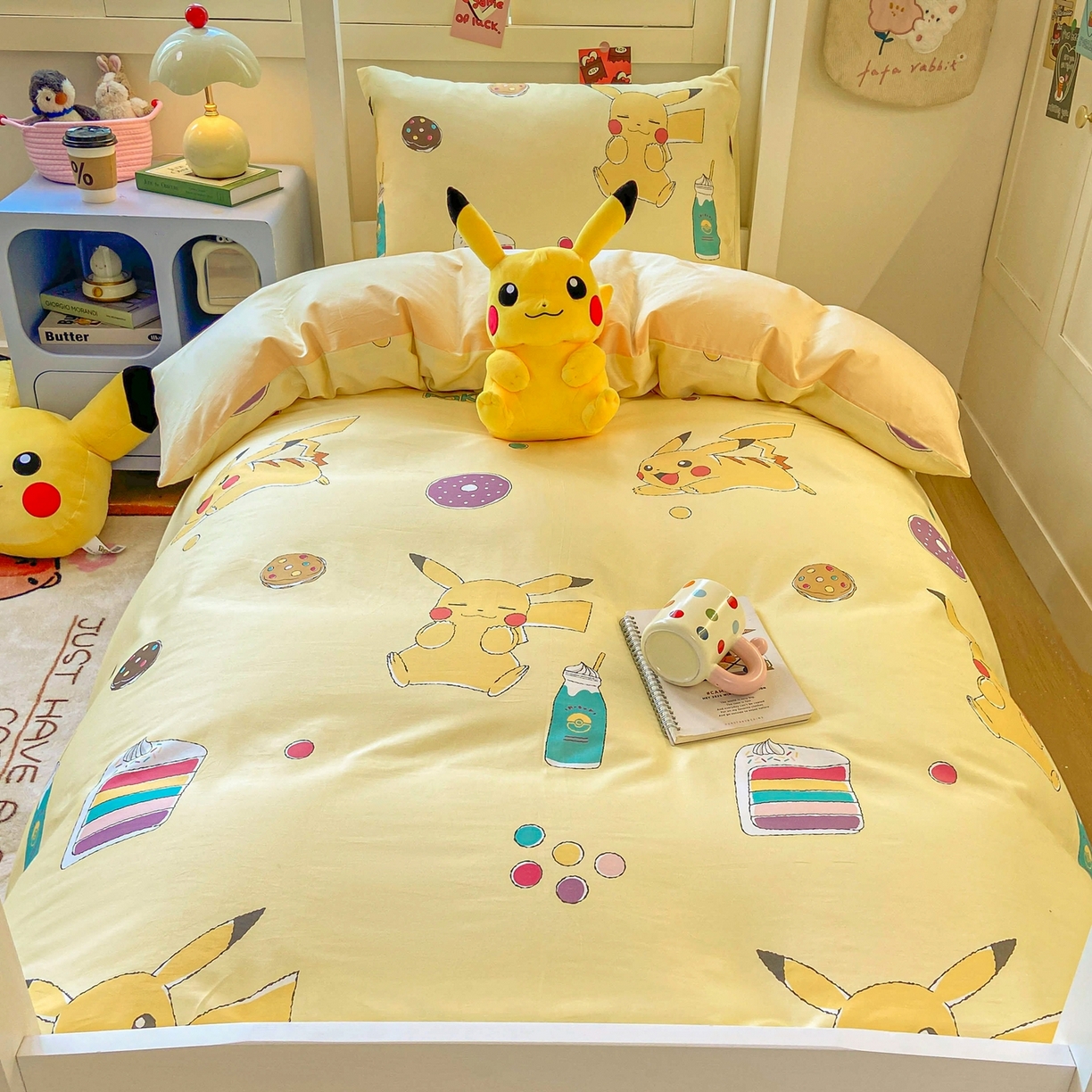 91家纺网 家纺一手货源 找家纺 博雅 2025新款宝可梦皮卡丘正版授权上下铺套件 零食皮卡丘