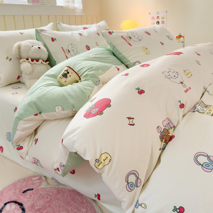 91家纺网 家纺一手货源 找家纺 典曼家纺 2025新款40支学生季卡通印花四件套 童画