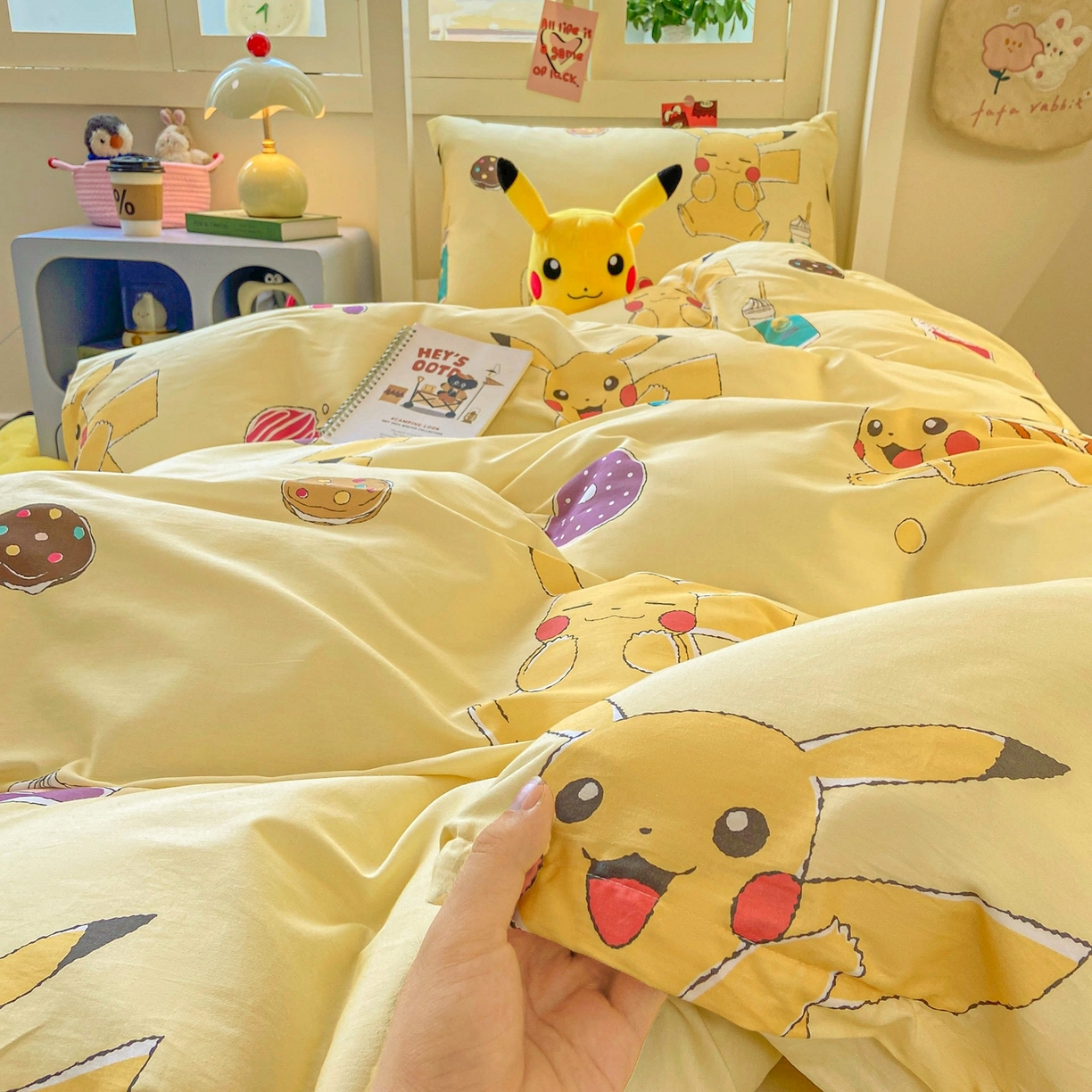 91家纺网 家纺一手货源 找家纺 博雅 2025新款宝可梦皮卡丘正版授权上下铺套件 零食皮卡丘