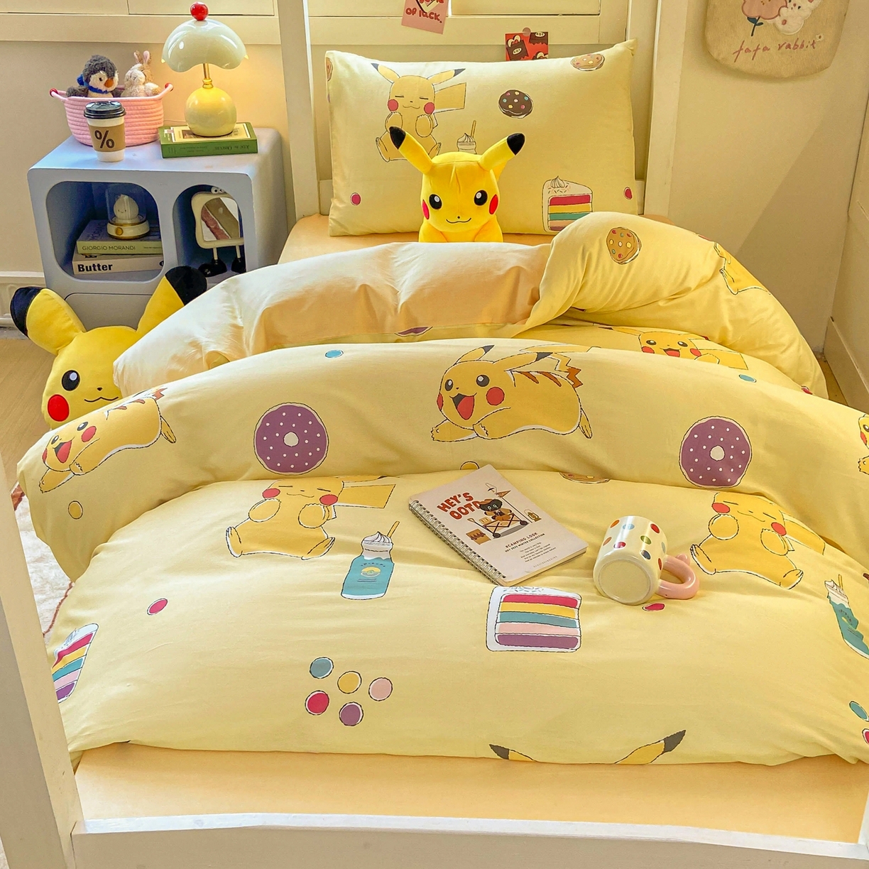 91家纺网 家纺一手货源 找家纺 博雅 2025新款宝可梦皮卡丘正版授权上下铺套件 零食皮卡丘