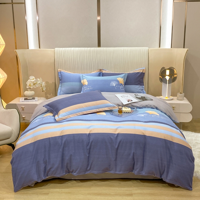 91家纺网 家纺一手货源 找家纺 红日子纺织品 2025新款100%全棉纯棉磨毛四件套 风语银杏