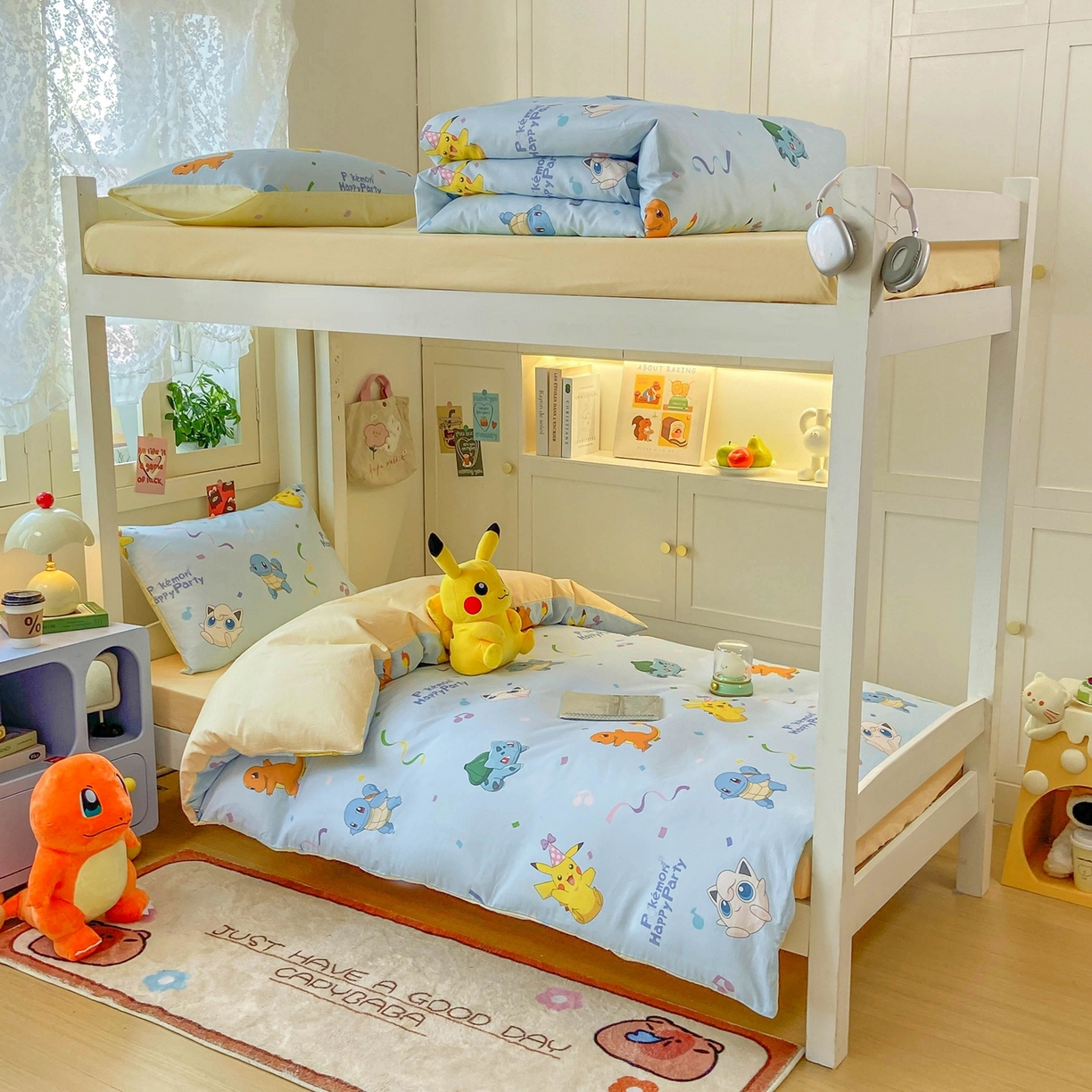 博雅 2025新款宝可梦皮卡丘正版授权上下铺套件 喷火龙与皮卡丘