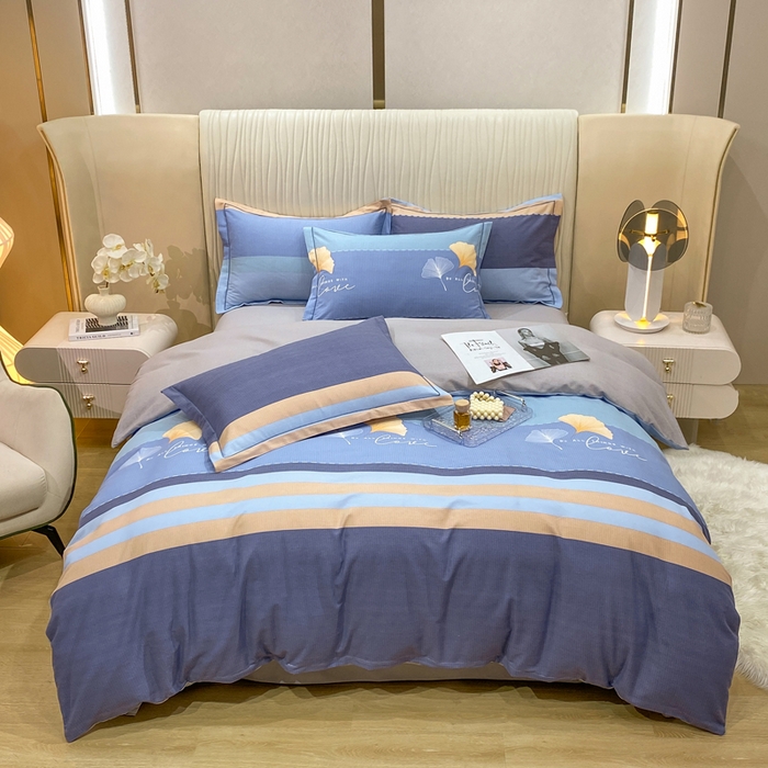 91家纺网 家纺一手货源 找家纺 红日子纺织品 2025新款100%全棉纯棉磨毛四件套 风语银杏