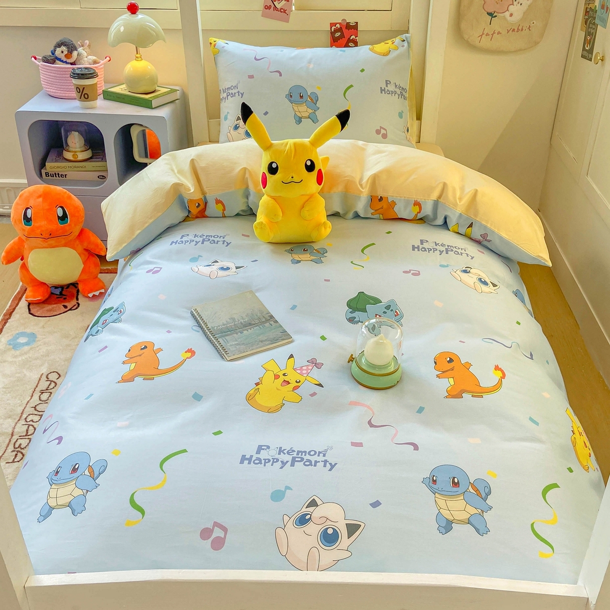 91家纺网 家纺一手货源 找家纺 博雅 2025新款宝可梦皮卡丘正版授权上下铺套件 喷火龙与皮卡丘
