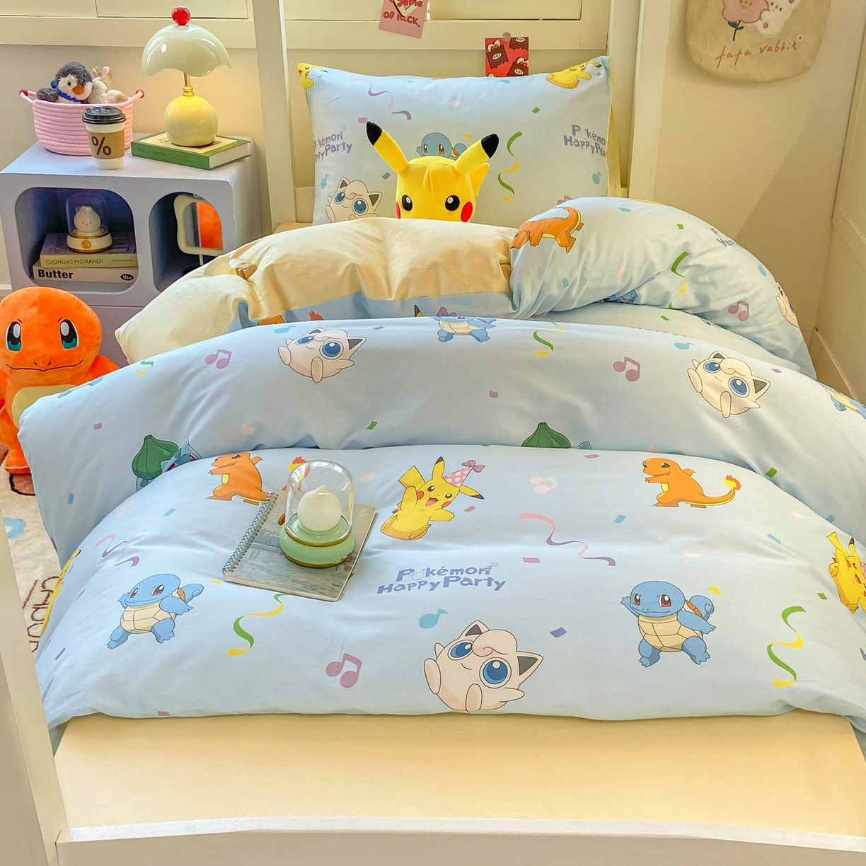 91家纺网 家纺一手货源 找家纺 博雅 2025新款宝可梦皮卡丘正版授权上下铺套件 喷火龙与皮卡丘