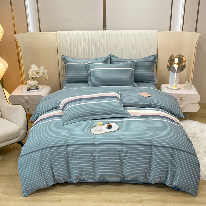 91家纺网 家纺一手货源 找家纺 红日子纺织品 2025新款100%全棉纯棉磨毛四件套 简希绿条