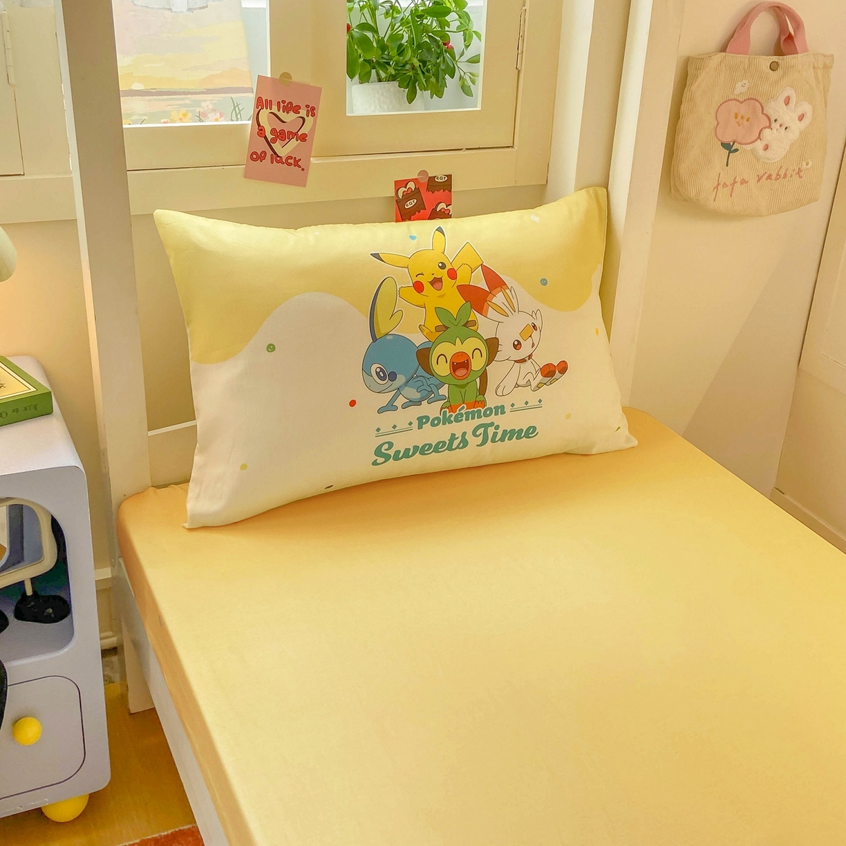 91家纺网 家纺一手货源 找家纺 博雅 2025新款宝可梦皮卡丘正版授权上下铺套件 皮卡丘家族