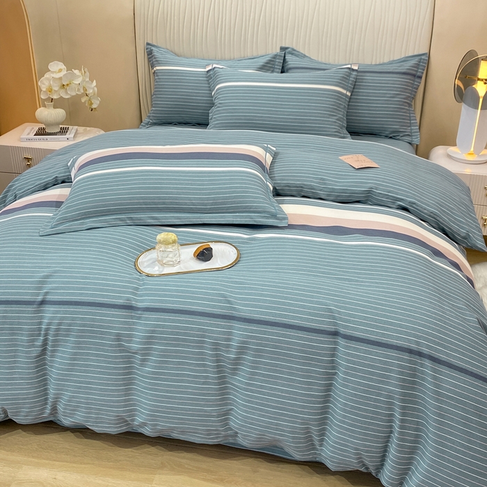 91家纺网 家纺一手货源 找家纺 红日子纺织品 2025新款100%全棉纯棉磨毛四件套 简希绿条