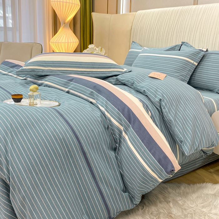 91家纺网 家纺一手货源 找家纺 红日子纺织品 2025新款100%全棉纯棉磨毛四件套 简希绿条