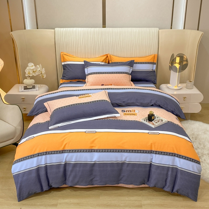 91家纺网 家纺一手货源 找家纺 红日子纺织品 2025新款100%全棉纯棉磨毛四件套 快乐微笑