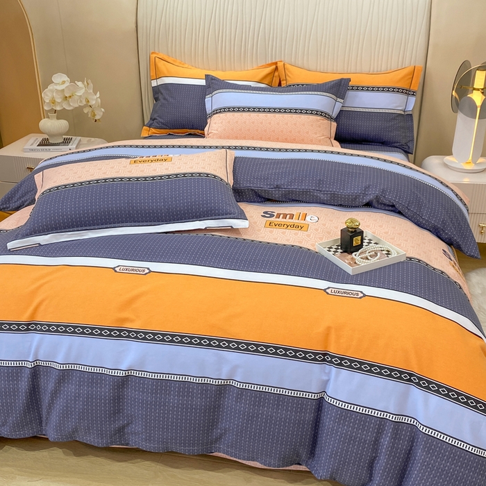 91家纺网 家纺一手货源 找家纺 红日子纺织品 2025新款100%全棉纯棉磨毛四件套 快乐微笑