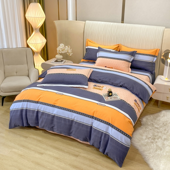 91家纺网 家纺一手货源 找家纺 红日子纺织品 2025新款100%全棉纯棉磨毛四件套 快乐微笑