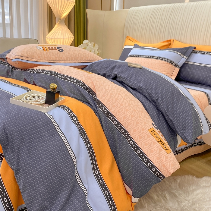 91家纺网 家纺一手货源 找家纺 红日子纺织品 2025新款100%全棉纯棉磨毛四件套 快乐微笑