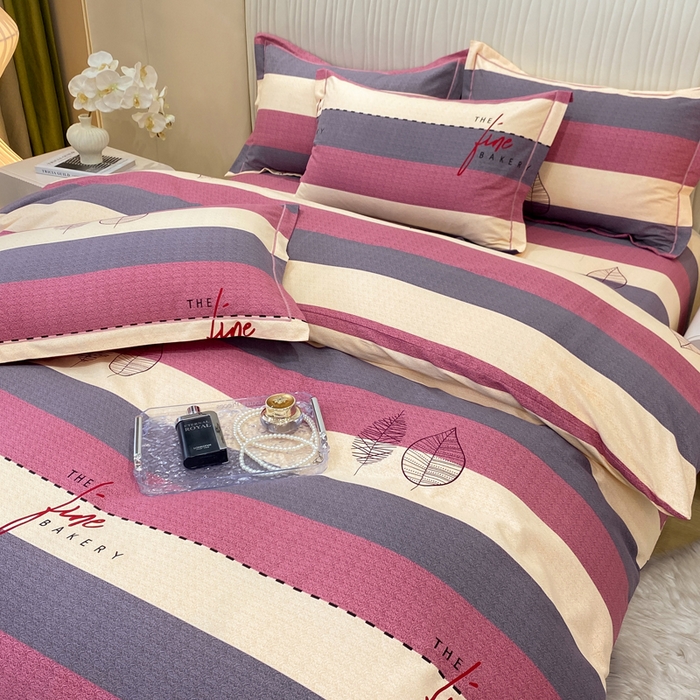 91家纺网 家纺一手货源 找家纺 红日子纺织品 2025新款100%全棉纯棉磨毛四件套 路易