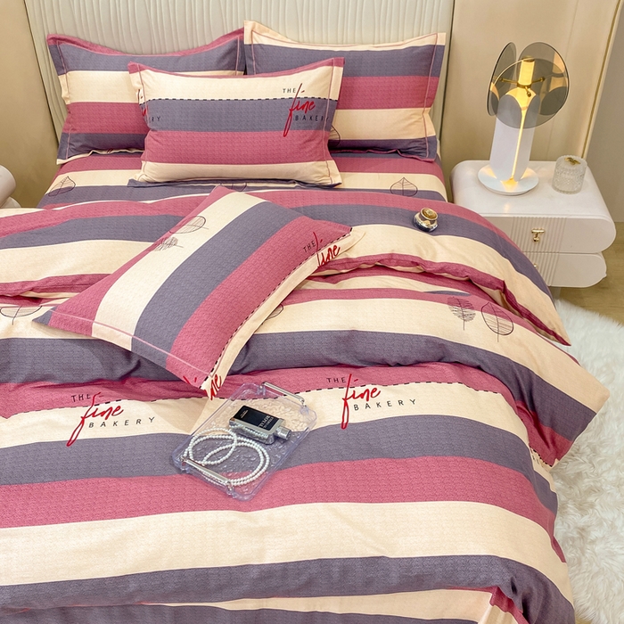 91家纺网 家纺一手货源 找家纺 红日子纺织品 2025新款100%全棉纯棉磨毛四件套 路易