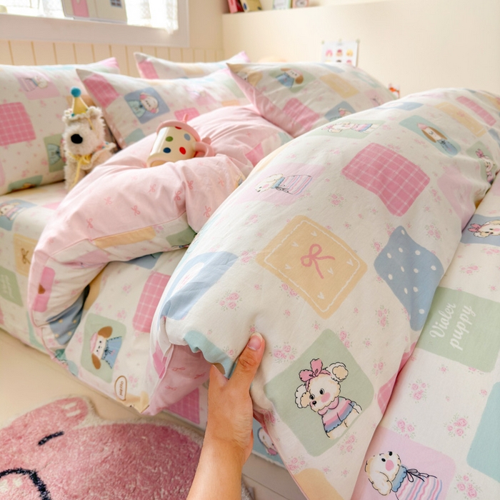 91家纺网 家纺一手货源 找家纺 典曼家纺 2025新款40支学生季卡通印花四件套 开心屋