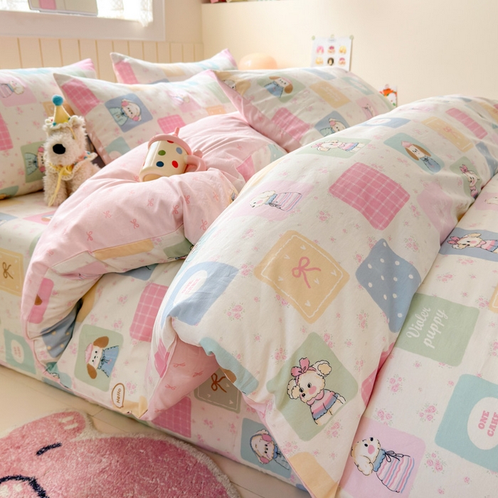 典曼家纺 2025新款40支学生季卡通印花四件套 开心屋