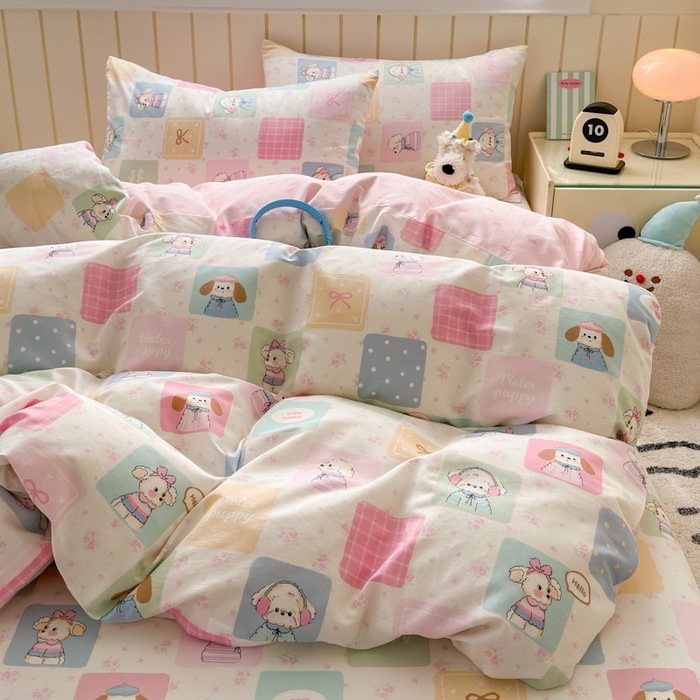 91家纺网 家纺一手货源 找家纺 典曼家纺 2025新款40支学生季卡通印花四件套 开心屋