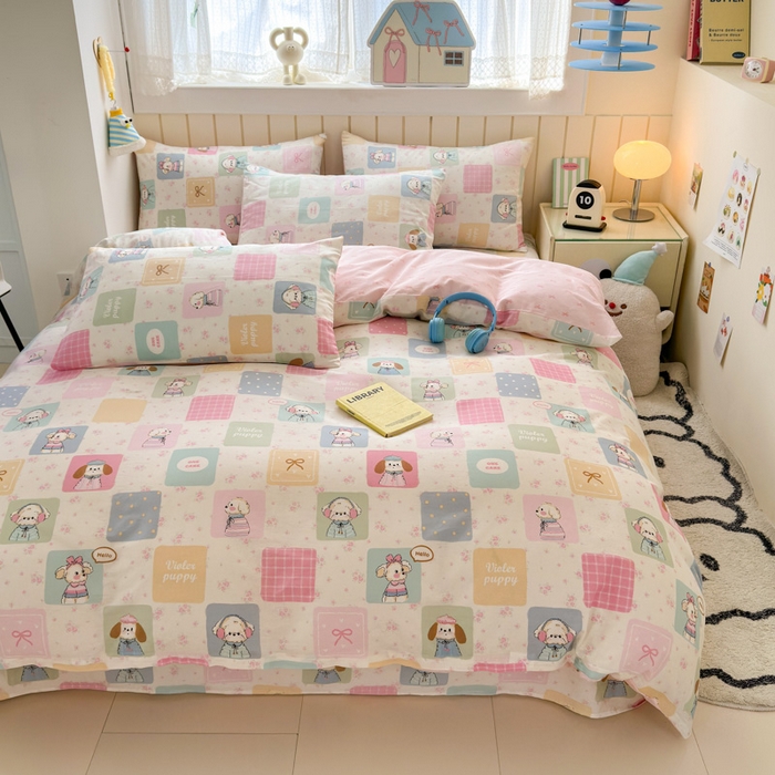 91家纺网 家纺一手货源 找家纺 典曼家纺 2025新款40支学生季卡通印花四件套 开心屋