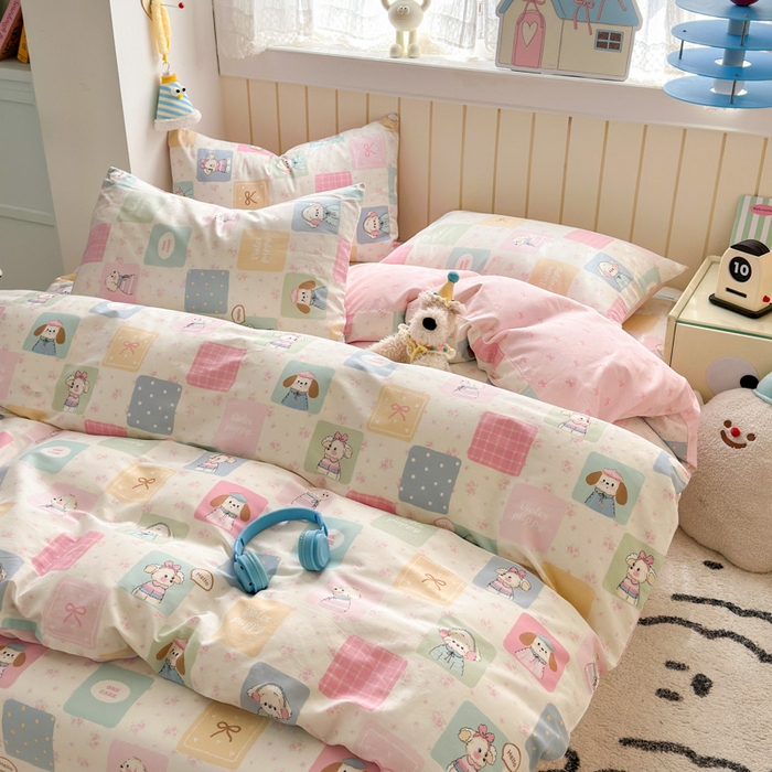 91家纺网 家纺一手货源 找家纺 典曼家纺 2025新款40支学生季卡通印花四件套 开心屋