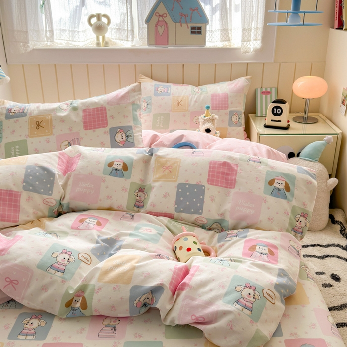 91家纺网 家纺一手货源 找家纺 典曼家纺 2025新款40支学生季卡通印花四件套 开心屋