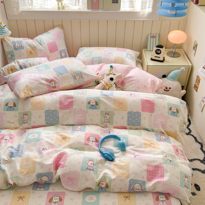 91家纺网 家纺一手货源 找家纺 典曼家纺 2025新款40支学生季卡通印花四件套 开心屋