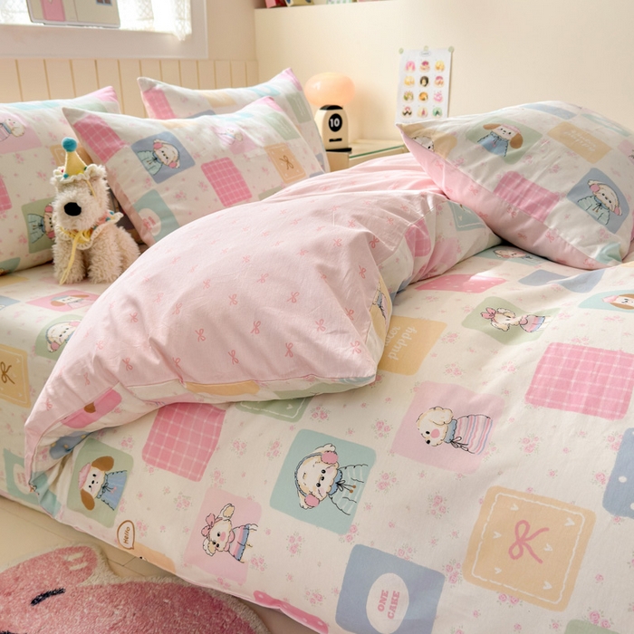 91家纺网 家纺一手货源 找家纺 典曼家纺 2025新款40支学生季卡通印花四件套 开心屋