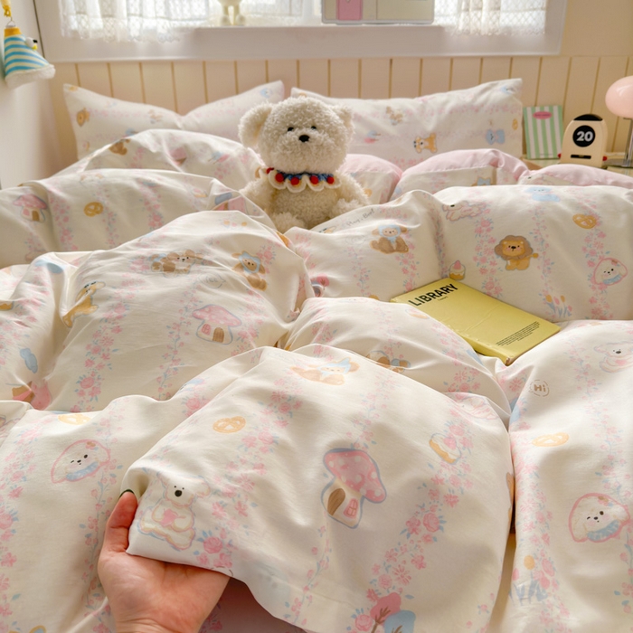 91家纺网 家纺一手货源 找家纺 典曼家纺 2025新款40支学生季卡通印花四件套 可爱多