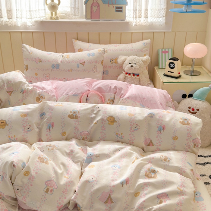 91家纺网 家纺一手货源 找家纺 典曼家纺 2025新款40支学生季卡通印花四件套 可爱多