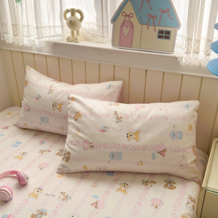 91家纺网 家纺一手货源 找家纺 典曼家纺 2025新款40支学生季卡通印花四件套 可爱多