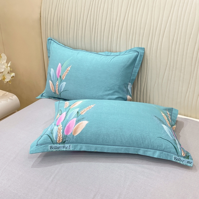 91家纺网 家纺一手货源 找家纺 红日子纺织品 2025新款100%全棉纯棉磨毛四件套 麦浪蓝