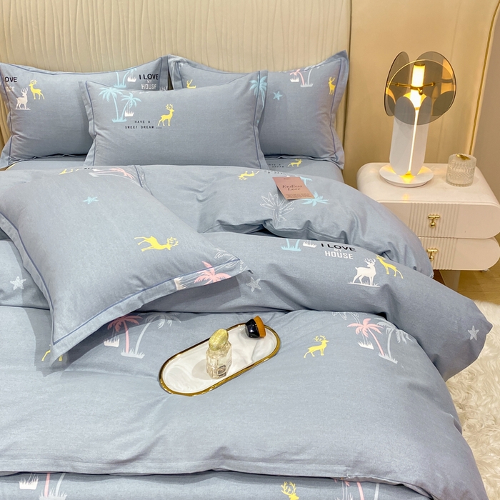 91家纺网 家纺一手货源 找家纺 红日子纺织品 2025新款100%全棉纯棉磨毛四件套 梦幻奇遇