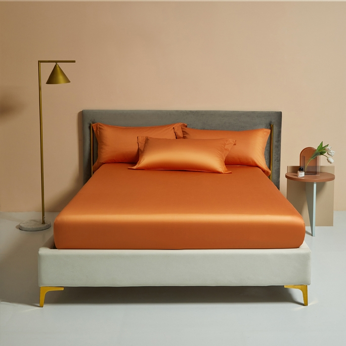 91家纺网 家纺一手货源 找家纺 柔觉家纺 柔系列A类100支单品床笠 活力橘