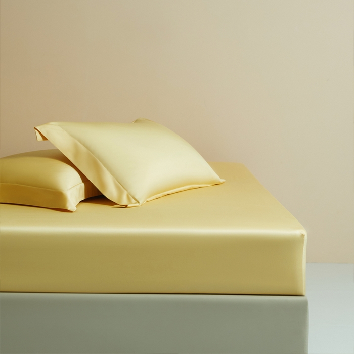 91家纺网 家纺一手货源 找家纺 柔觉家纺 柔系列A类100支单品床笠 柠檬黄