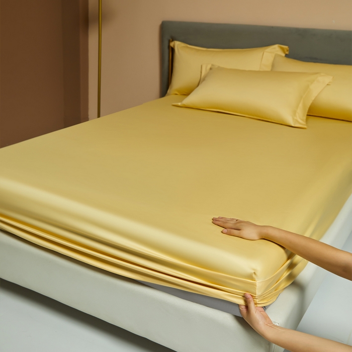 91家纺网 家纺一手货源 找家纺 柔觉家纺 柔系列A类100支单品床笠 柠檬黄