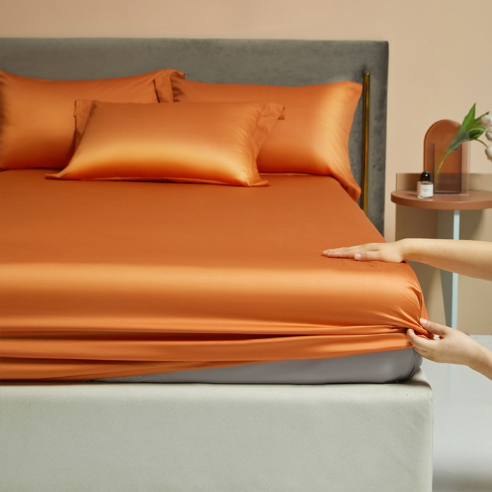 91家纺网 家纺一手货源 找家纺 柔觉家纺 柔系列A类100支单品床笠 活力橘