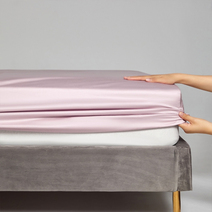 91家纺网 家纺一手货源 找家纺 柔觉家纺 柔系列A类100支单品床笠 樱桃粉