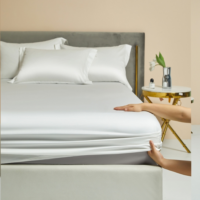 91家纺网 家纺一手货源 找家纺 柔觉家纺 柔系列A类100支单品床笠 纯洁白