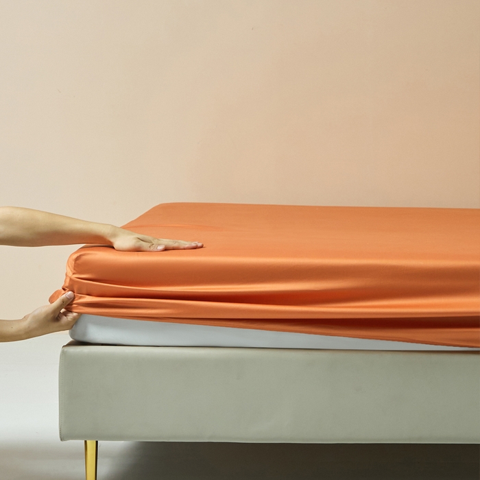 91家纺网 家纺一手货源 找家纺 柔觉家纺 柔系列A类100支单品床笠 活力橘