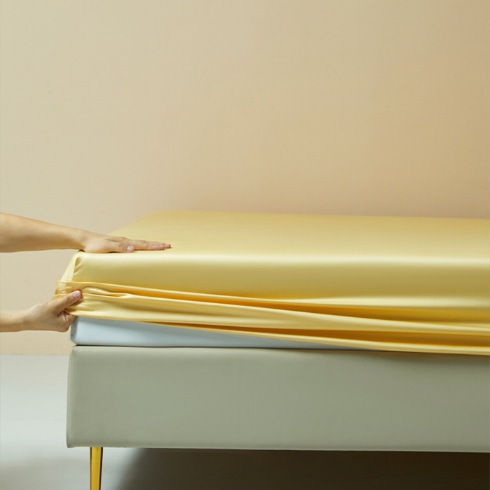 91家纺网 家纺一手货源 找家纺 柔觉家纺 柔系列A类100支单品床笠 柠檬黄