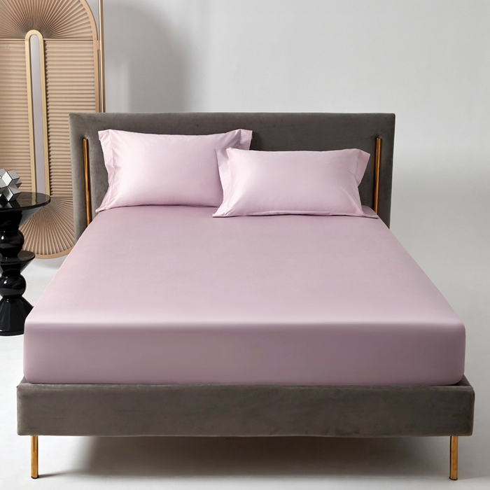 91家纺网 家纺一手货源 找家纺 柔觉家纺 柔系列A类100支单品床笠 樱桃粉