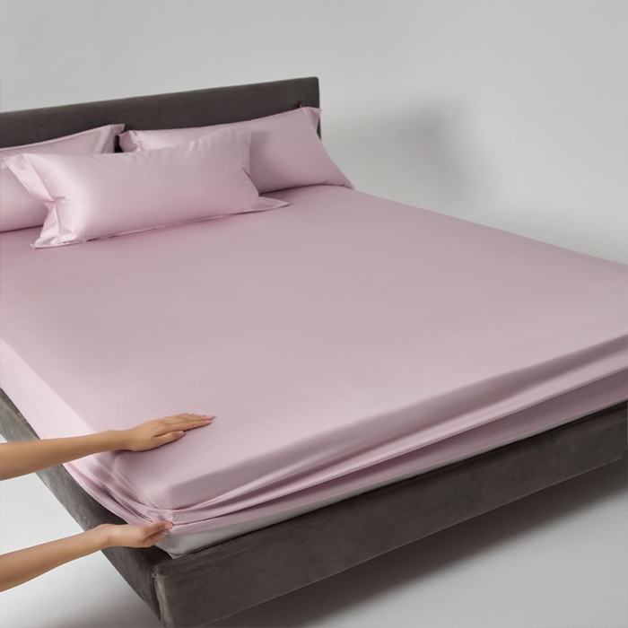 91家纺网 家纺一手货源 找家纺 柔觉家纺 柔系列A类100支单品床笠 樱桃粉