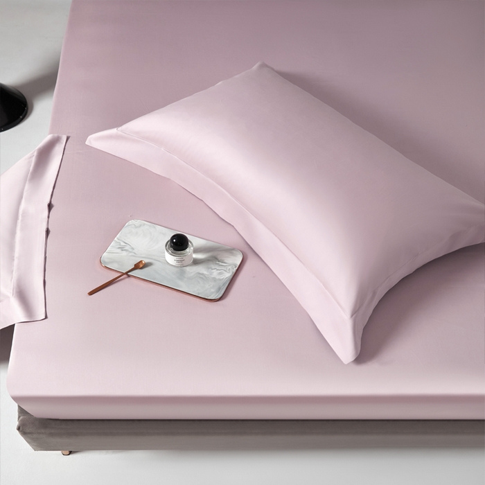 91家纺网 家纺一手货源 找家纺 柔觉家纺 柔系列A类100支单品床笠 樱桃粉