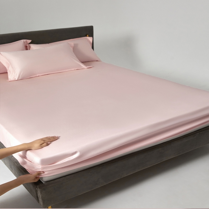 91家纺网 家纺一手货源 找家纺 柔觉家纺 柔系列A类100支单品床笠 浅粉色