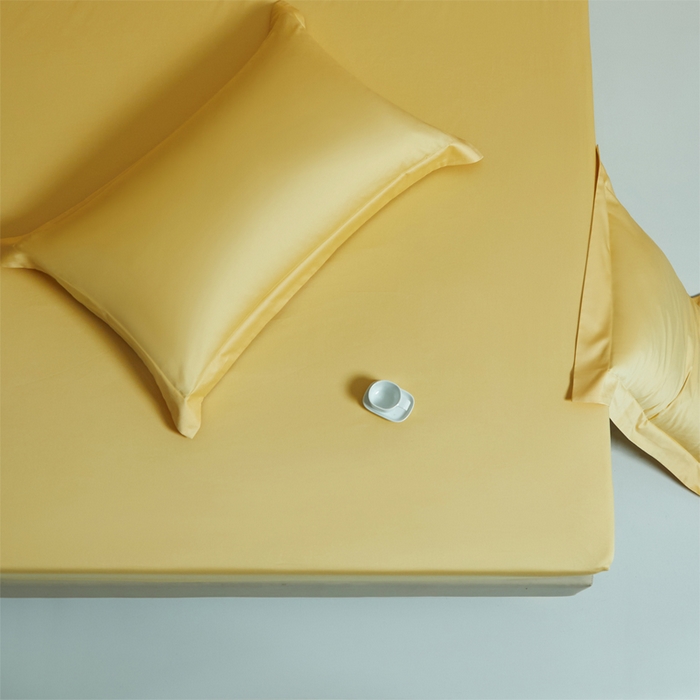 91家纺网 家纺一手货源 找家纺 柔觉家纺 柔系列A类100支单品床笠 柠檬黄