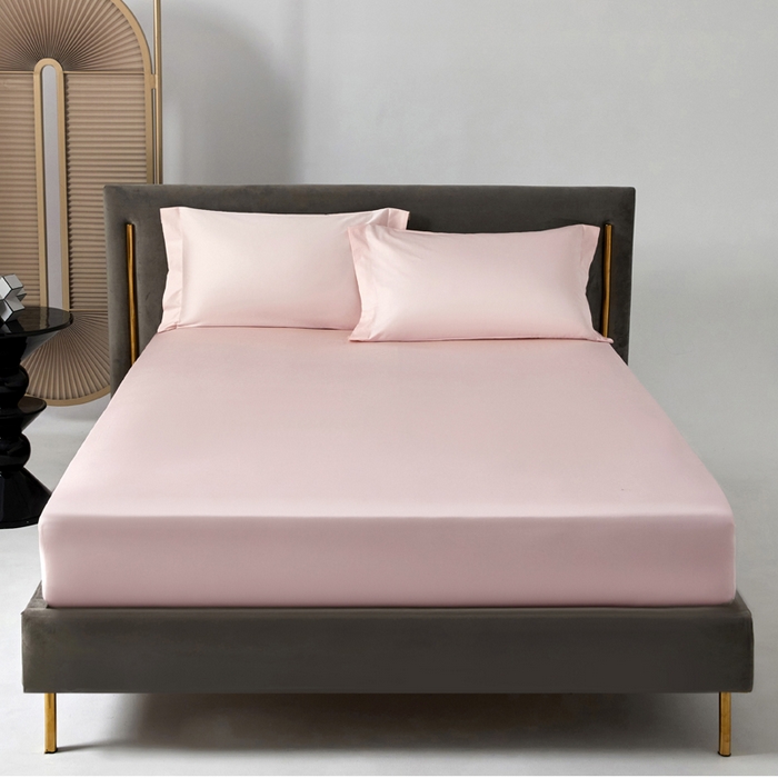 91家纺网 家纺一手货源 找家纺 柔觉家纺 柔系列A类100支单品床笠 浅粉色